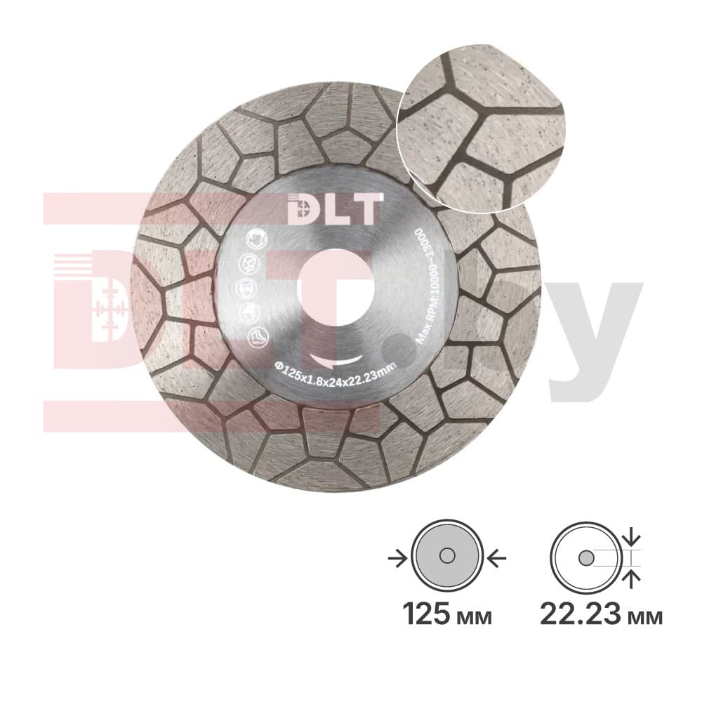 Алмазный диск для резки и заусовки плитки под 45° DLT №35  (SUPERPRO), 125мм, арт.1959
