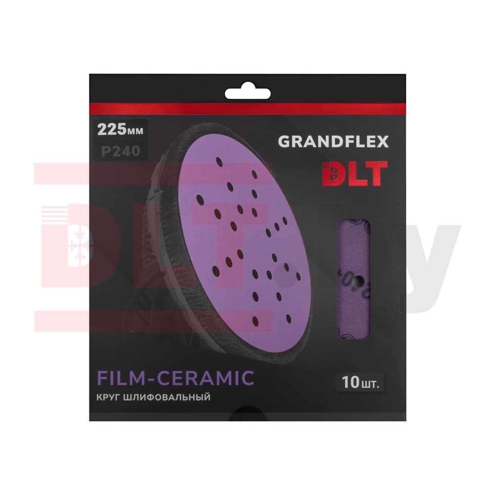 Круг шлифовальный DLT GrandFlex FILM-CERAMIC, P240, 225мм, 10шт, (на плёнке, керамика точной формы), арт.3010 - фото 3