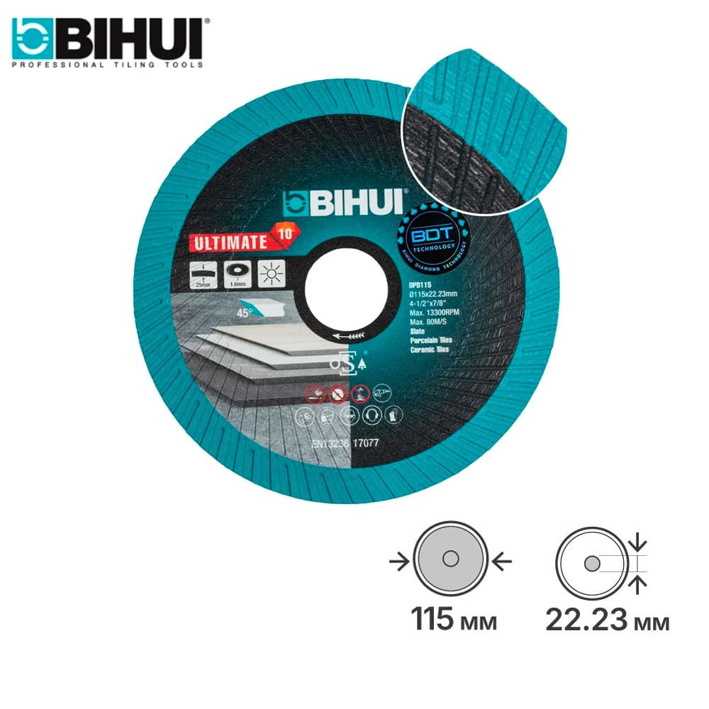 Алмазный диск BIHUI Ultimate Edge 115 мм, для резки и заусовки плитки под 45°, арт.DPD115
