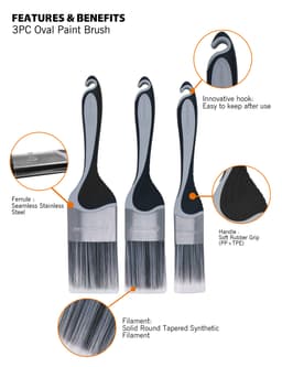 Набор кистей Rollingdog 37/50/62мм, синтетика серия Professional, арт.10545 - фото 9