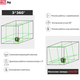 Лазерный уровень (нивелир) 3D Huepar 603CG PRO, арт.0881 - фото 3